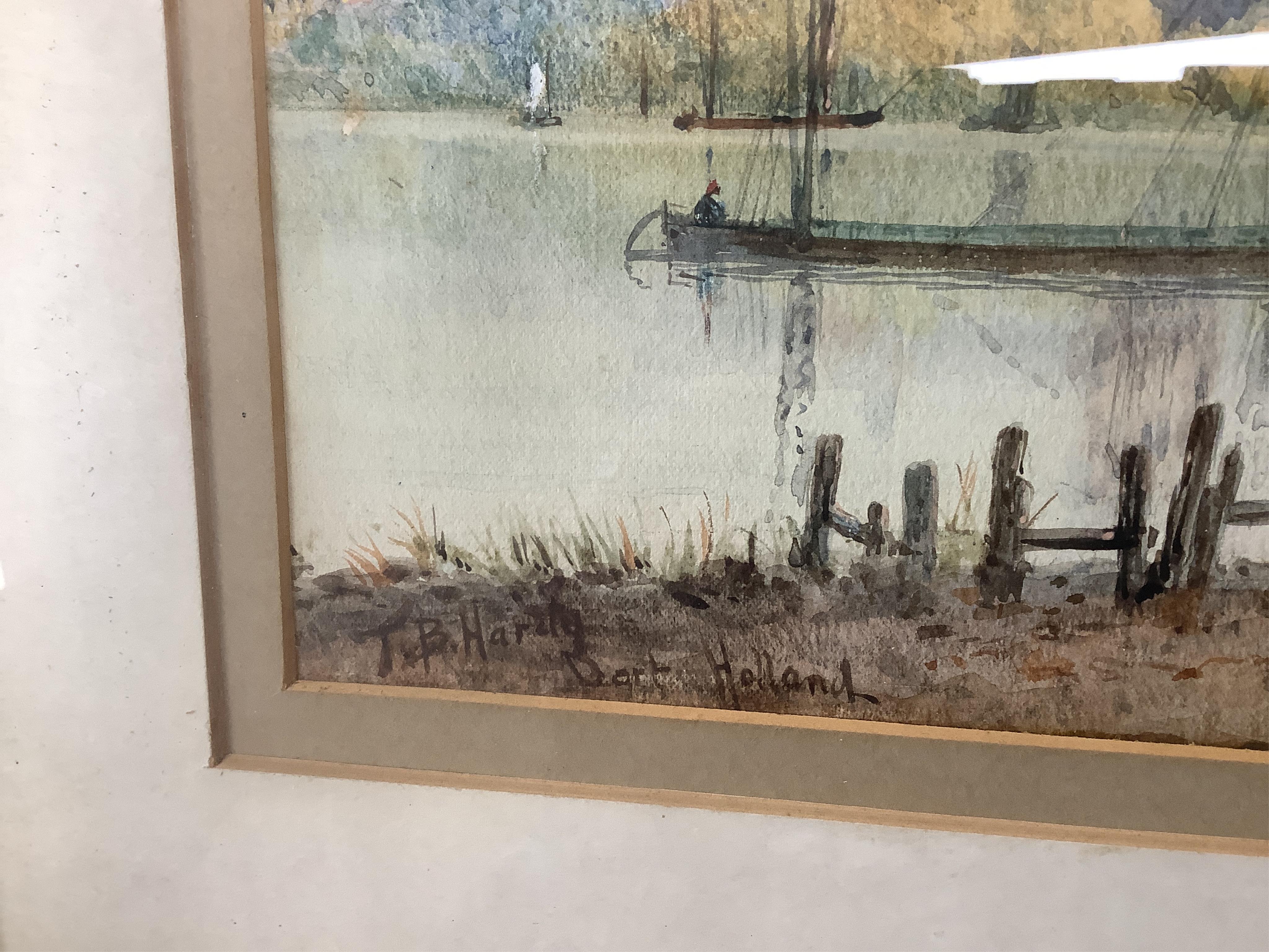 Thomas Bush Hardy (1842-1897), watercolour, Riverscape with windmill, Holland, signed and inscribed, 21 x 44cm